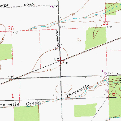 Topographic Map of Ashwood (historical), OH