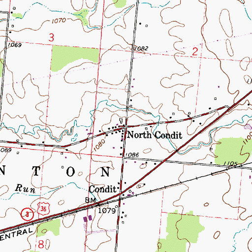 Topographic Map of North Condit, OH
