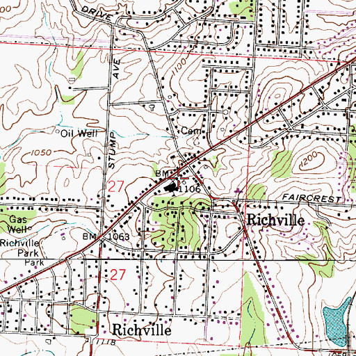 Topographic Map of Richville Community Church, OH