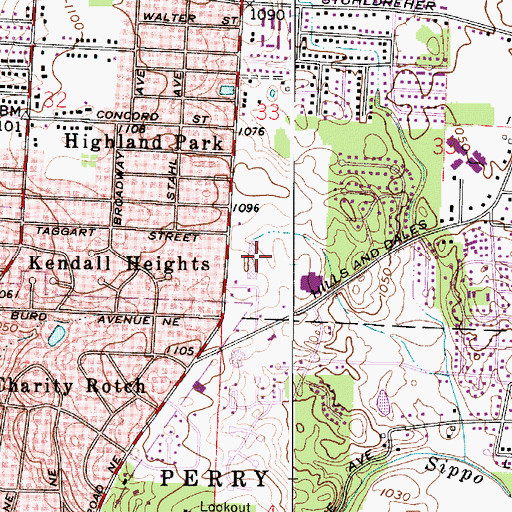 Topographic Map of Wales Square Shopping Center, OH