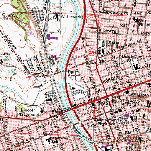 Topographic Map of Agathon Ball Field, OH