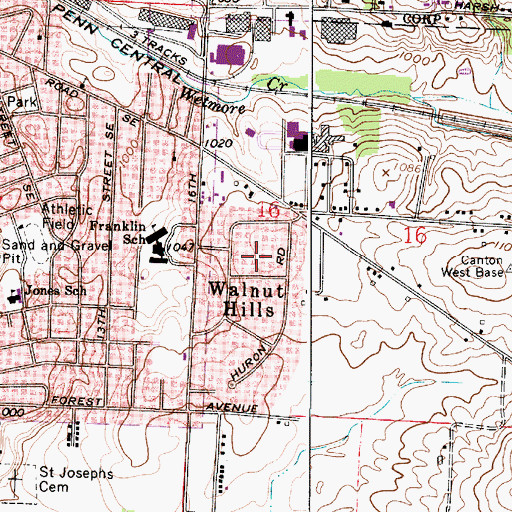 Topographic Map of Walnut Hills Park, OH