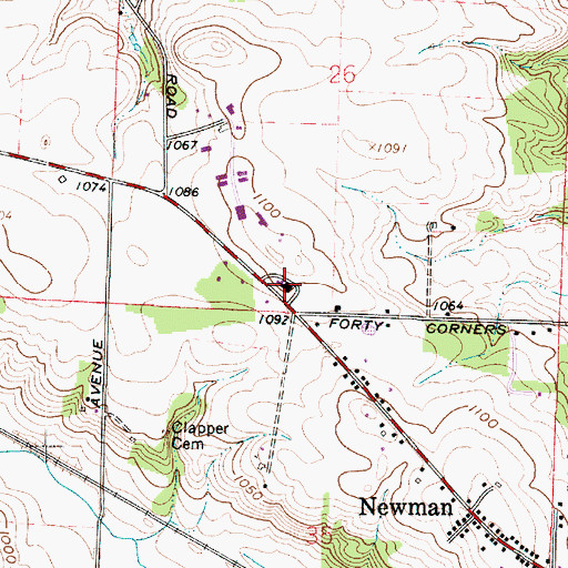 Topographic Map of Newman Elementary School, OH