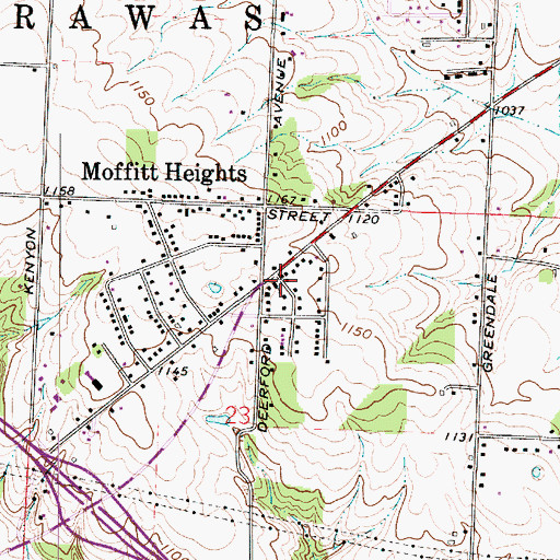 Topographic Map of Calvary Baptist Church of Moffitt Heights, OH