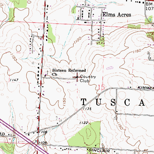 Topographic Map of Elms Country Club, OH