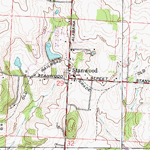 Topographic Map of Stanwood Evangelical and Reformed Church, OH