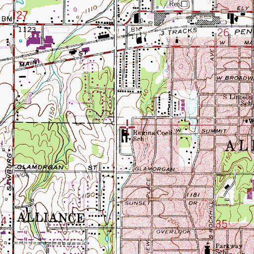 Topographic Map of Regina Coeli Catholic Church, OH