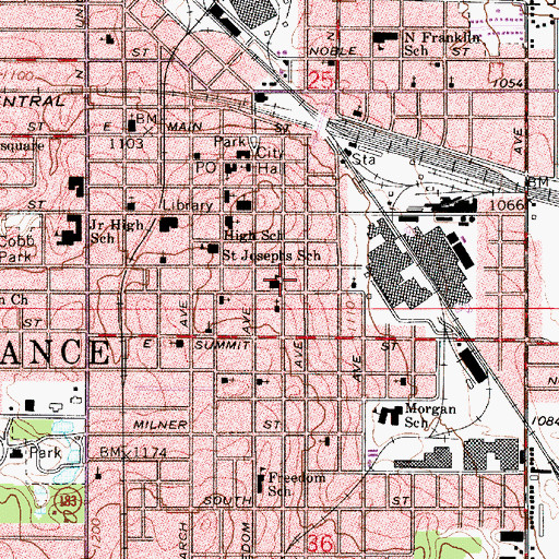 Topographic Map of South Seneca Avenue School, OH