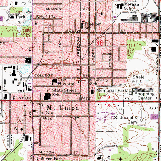 Topographic Map of First Church of the Brethren, OH