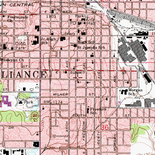 Topographic Map of Lamborn Town School (historical), OH