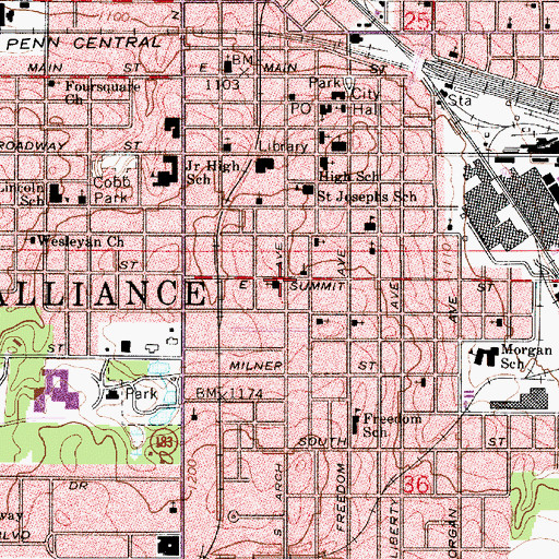 Topographic Map of First United Presbyterian Church, OH