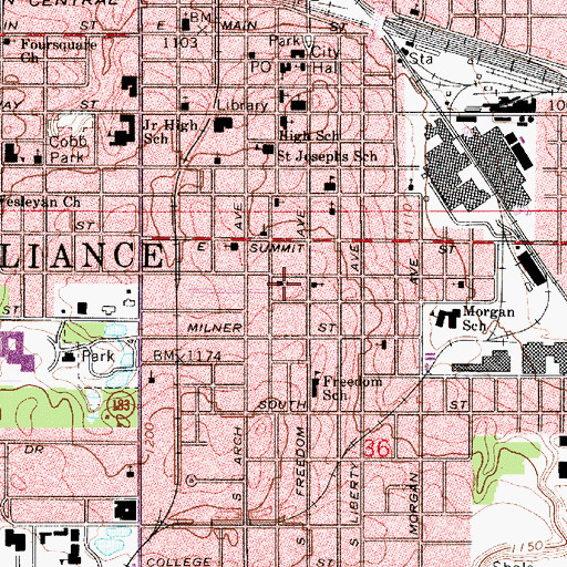 Topographic Map of Trinity Episcopal Church, OH
