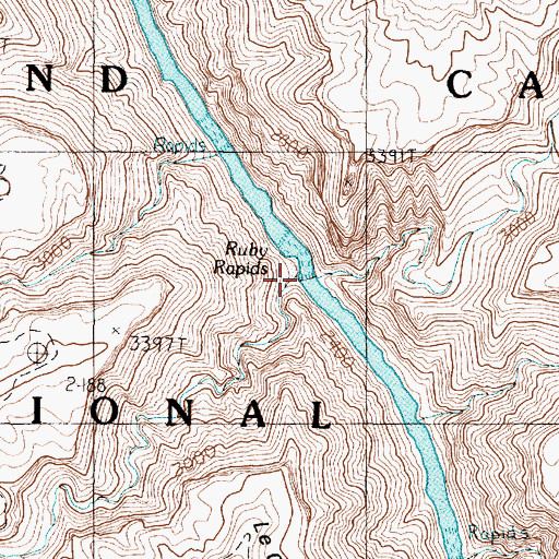 Topographic Map of Ruby Canyon, AZ