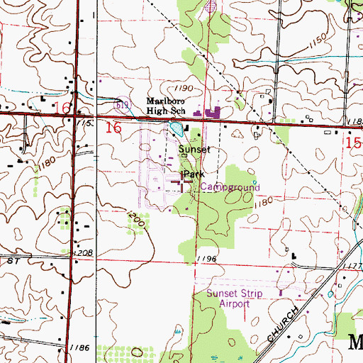 Topographic Map of Cuttys Camp, OH