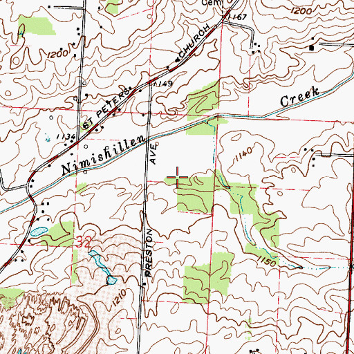 Topographic Map of Saint Peters Cemetery, OH