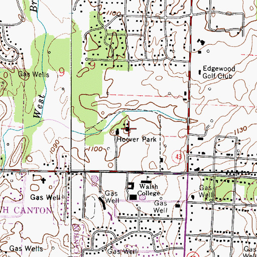 Topographic Map of Hoover Historical Center, OH