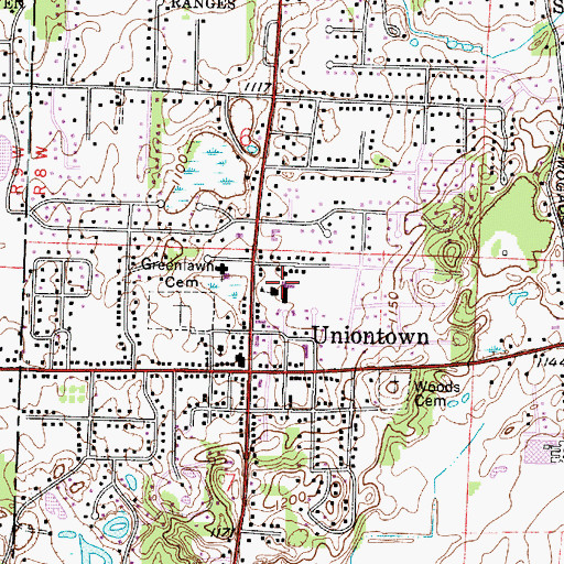 Topographic Map of Uniontown Elementary School, OH
