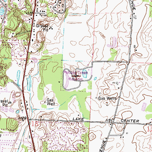 Topographic Map of Pebble Creek Reserve, OH