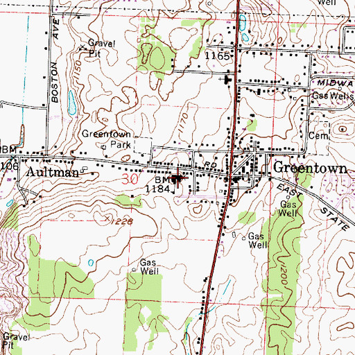 Topographic Map of Greentown Elementary School, OH
