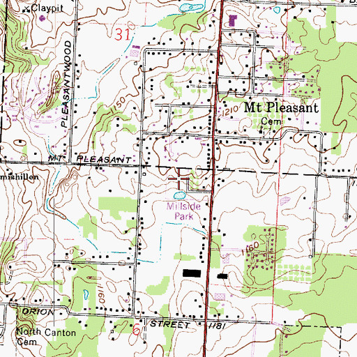 Topographic Map of Millside Park, OH