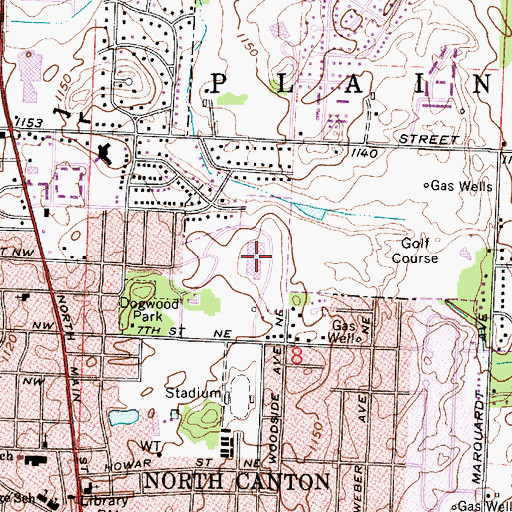 Topographic Map of Hoover High School North, OH
