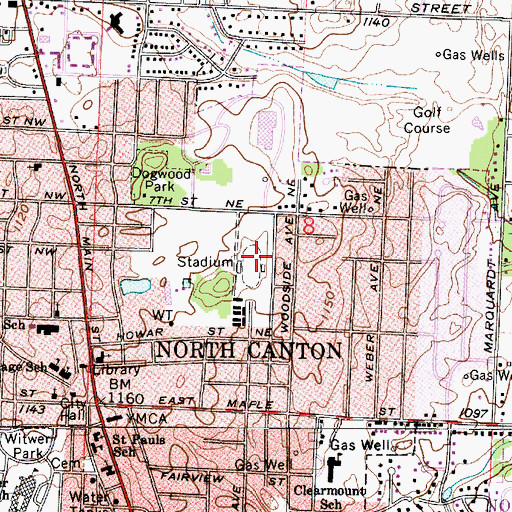 Topographic Map of Memorial Stadium, OH