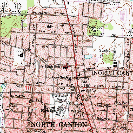 Topographic Map of North Canton Elementary School, OH