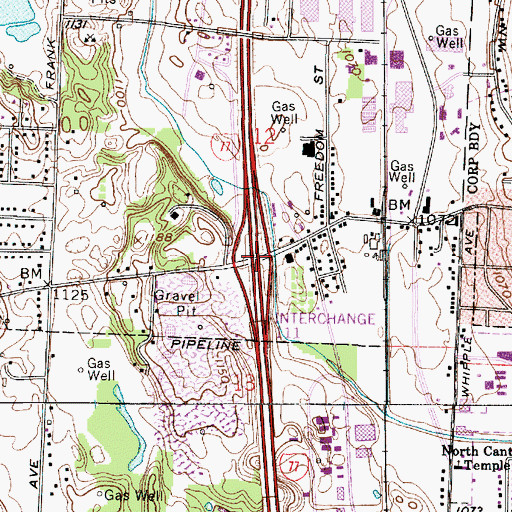 Topographic Map of Interchange 111, OH