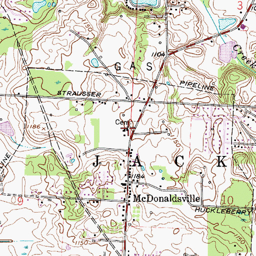 Topographic Map of McDonaldsville Evangelical United Brethren Church, OH