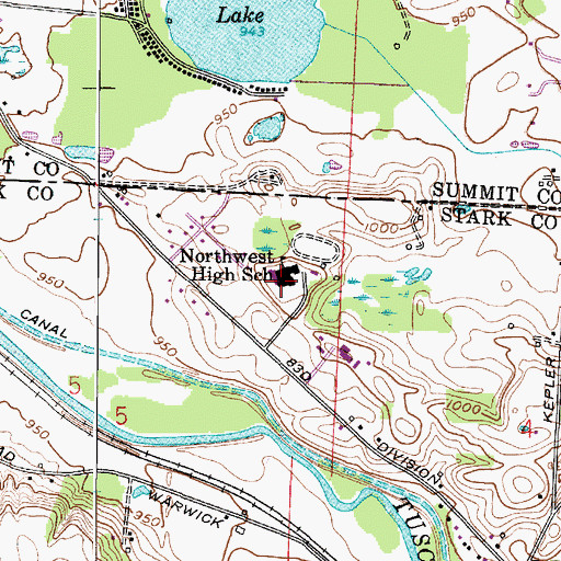 Topographic Map of Northwest Intermediate School, OH