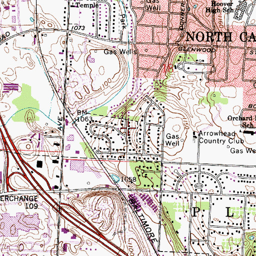Topographic Map of Orchard Acres, OH