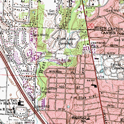 Topographic Map of Covered Bridge Park, OH