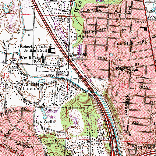 Topographic Map of Arboretum Park, OH