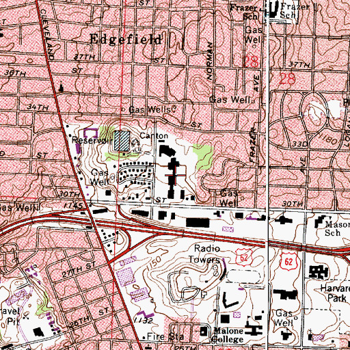 Topographic Map of Thirtieth Street Plaza Shopping Center, OH
