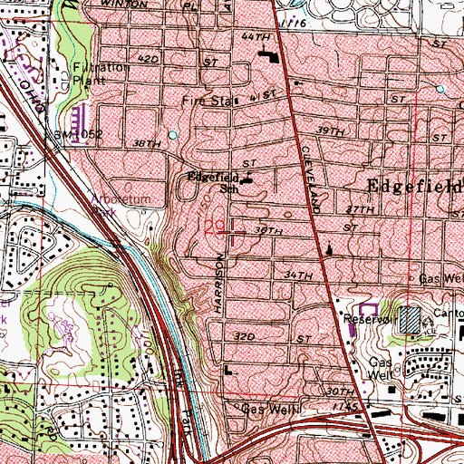 Topographic Map of Mount Vernon, OH