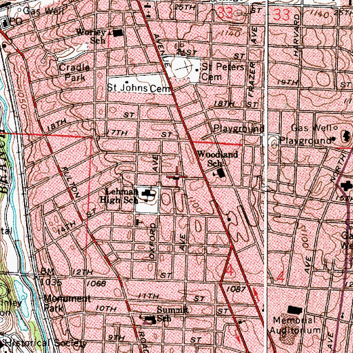 Topographic Map of Calvary Presbyterian Church, OH