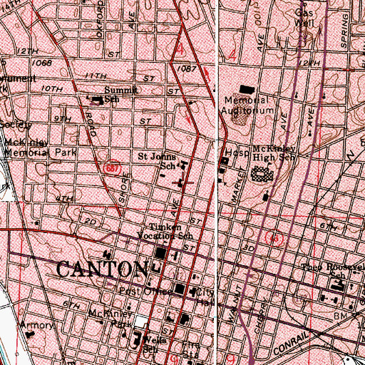 Topographic Map of Saint Johns Catholic Church, OH