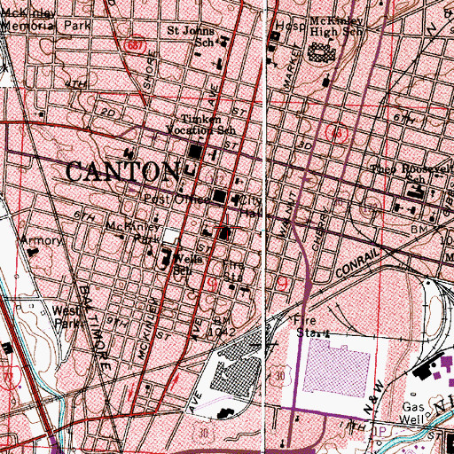 Topographic Map of First Christian Church, OH
