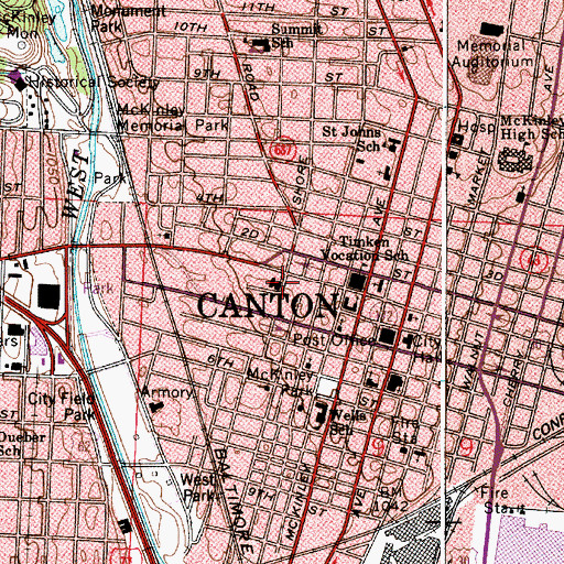 Topographic Map of First Presbyterian Church, OH