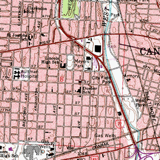 Topographic Map of Dueber United Methodist Church, OH