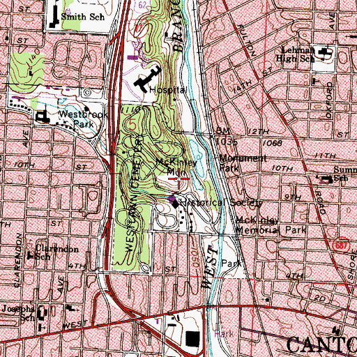 Topographic Map of McKinley Monument, OH