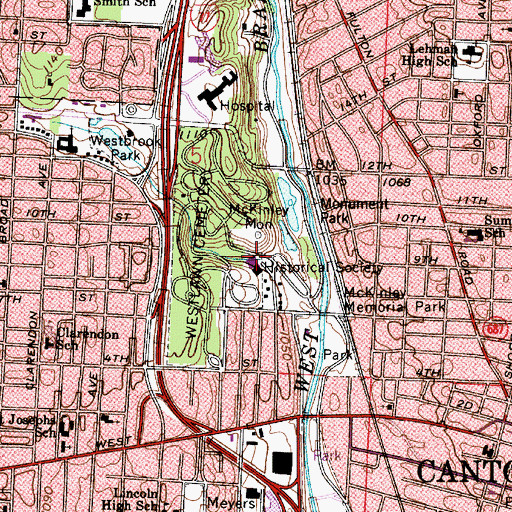 Topographic Map of Hoover-Price Planetarium, OH