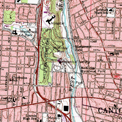 Topographic Map of McKinley Presidential Library and Museum, OH