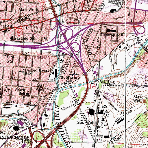 Topographic Map of Saint Marys Catholic Church, OH