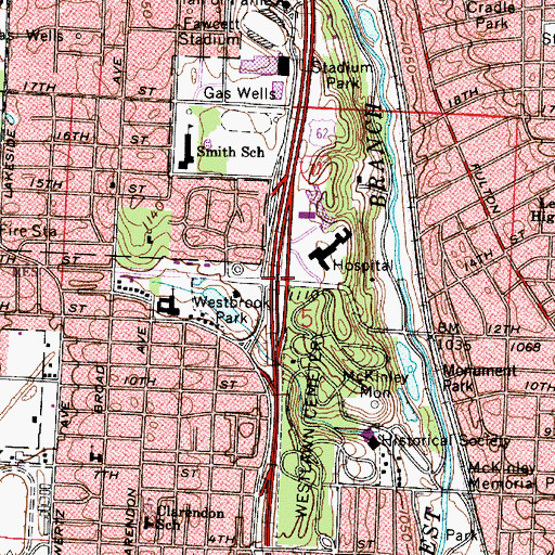 Topographic Map of Interchange 106, OH