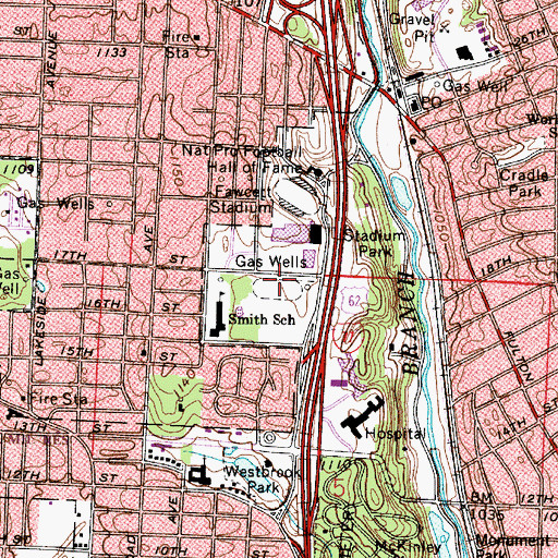 Topographic Map of Don Scott Field, OH