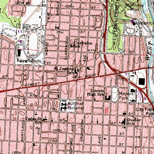 Topographic Map of Saint Josephs Catholic Church, OH