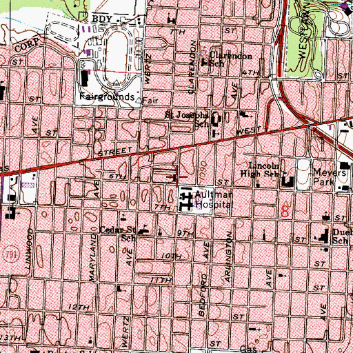 Topographic Map of Saint Pauls Evangelical United Brethren Church, OH