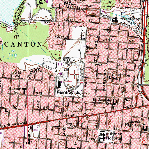 Topographic Map of Stark County Fairgrounds, OH