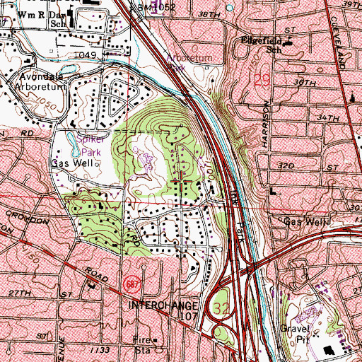 Topographic Map of Parkridge, OH